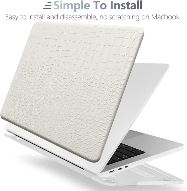 Alt view image 4 of 5 - KEROM Compatible for MacBook Air 15 inch Case 2026 M5, 2023-2025 M4/M3/M2 A3448 A3241 A3114 A2941, Crocodile Skin Alligator Skin PU Leather Hardshell & Keyboard Cover for Mac Air 15 inch Case, White