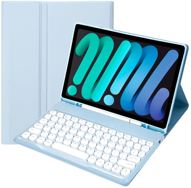 Main image of KcoxdCn Slim Candy Colors Keyboard Case Compatible with iPad mini with S Pen Holder, Mutil Angles Stand Cover Detachable Wireless Keyboard (Light Blue, iPad mini 2 3 4 5 (7.9 inch))
