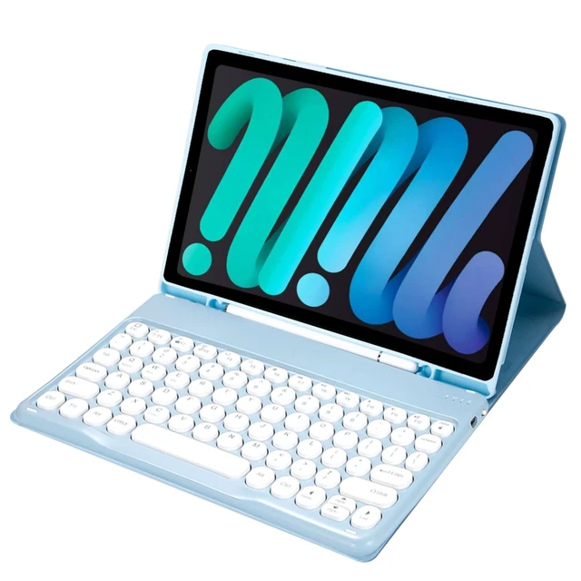 Alt view image 2 of 5 - KcoxdCn Slim Candy Colors Keyboard Case Compatible with iPad mini with S Pen Holder, Mutil Angles Stand Cover Detachable Wireless Keyboard (Light Blue, iPad mini 2 3 4 5 (7.9 inch))