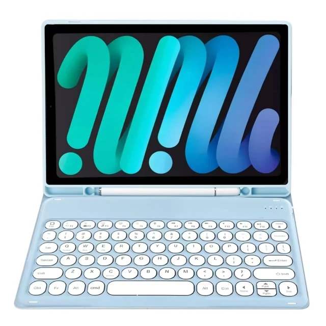 Alt view image 5 of 5 - KcoxdCn Slim Candy Colors Keyboard Case Compatible with iPad mini with S Pen Holder, Mutil Angles Stand Cover Detachable Wireless Keyboard (Light Blue, iPad mini 2 3 4 5 (7.9 inch))