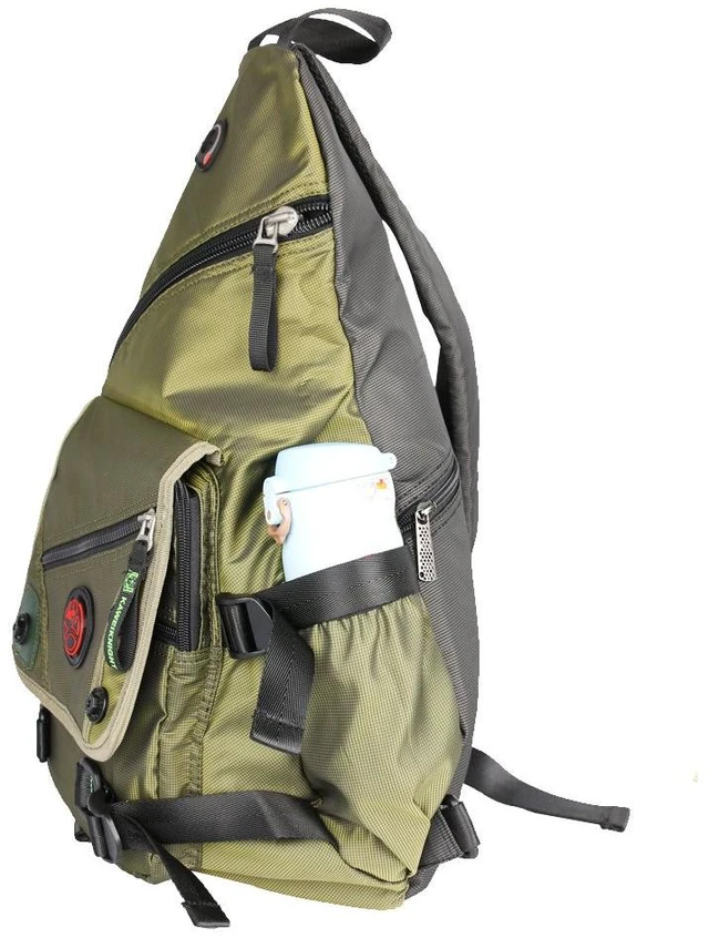 Alt view image 3 of 5 - Kawei Knight Large Sling Bag Laptop Backpack Cross Body Messenger Bag Shoulder Travel Rucksack (A-Green)