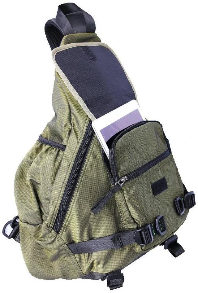 Alt view image 5 of 5 - Kawei Knight Large Sling Bag Laptop Backpack Cross Body Messenger Bag Shoulder Travel Rucksack (A-Green)