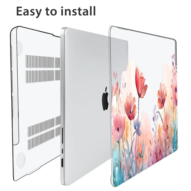 Alt view image 5 of 5 - HOHAIYOO for MacBook Pro 14 inch Case 2026-2021 M5 M4 M3 M2 M1 A3426 A3427 A3434 A3112 A3185 A3401 A2918 A2992 A2779 A2442, Hard Shell with Keyboard Cover&Screen Film&Webcam Cover, Garden Floral