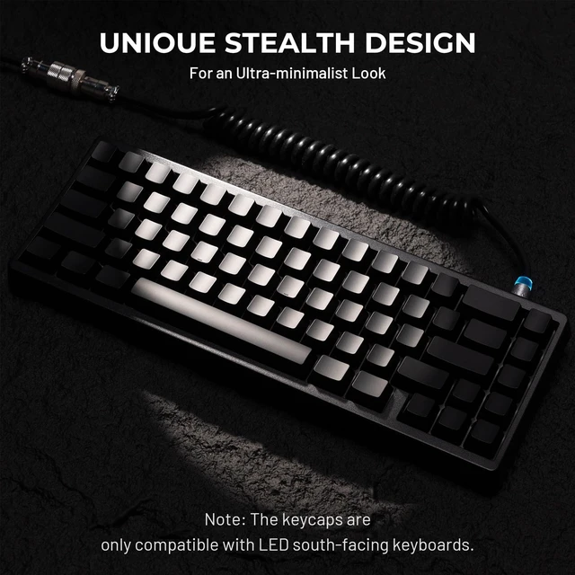 Alt view image 2 of 5 - HITIME x XVX Stealth Keycaps - Shine Through Topographic Keycaps, Unique IMD Tech, Phantom Design, for Mechanical Keyboards, 118 Key Set, OEM Profile, Lines and Character Backlit, Side Printed-Black