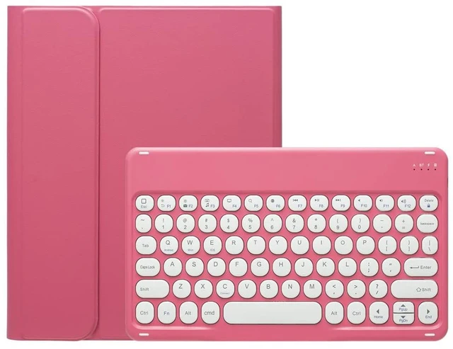 Main image of KMXDD Cute Keyboard Case Compatible with iPad 10th Generation 2022 Keyboard Case Round Key Removable Bluetooth Keyboard Cover for iPad 10 2022 10.9 inch,Begonia Red