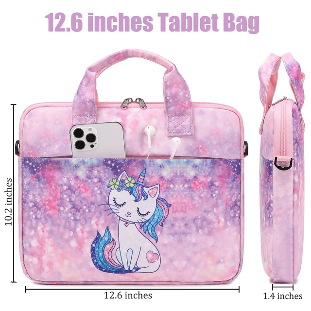 Alt view image 4 of 5 - JIANYA Tablet Carrying Bag Kids Tablet Sleeve Bag with Shoulder Strap, 10-12.5 Inch, Marble Cyan