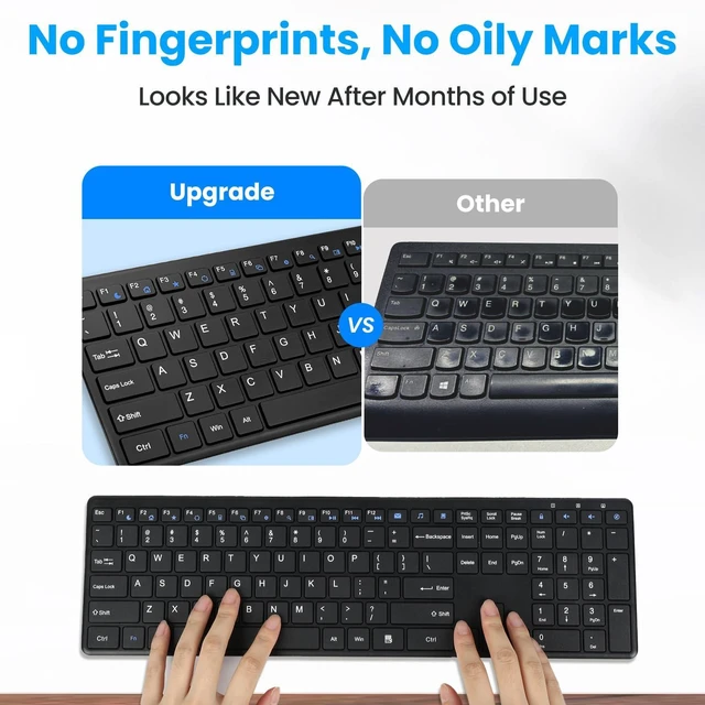Alt view image 2 of 5 - Wireless Keyboard-2.4G USB Ultra Slim Quiet Full Size Matte PC Computer Keyboard,19 Multimedia Keys,Number Pad,Plug&Play,Lag-Free Ergo,Long Battery Life for Desktop,Laptop,Smart TV,MAC,Windows,