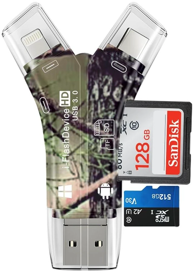 Main image of USB3.0 Up to 100MB/s Read, SD Card Reader iPhone Lightning USB C Type C Card Reader Support SD TF Card,Trail Hunting Game Camera Viewer iPhone iPad Android Mac PC