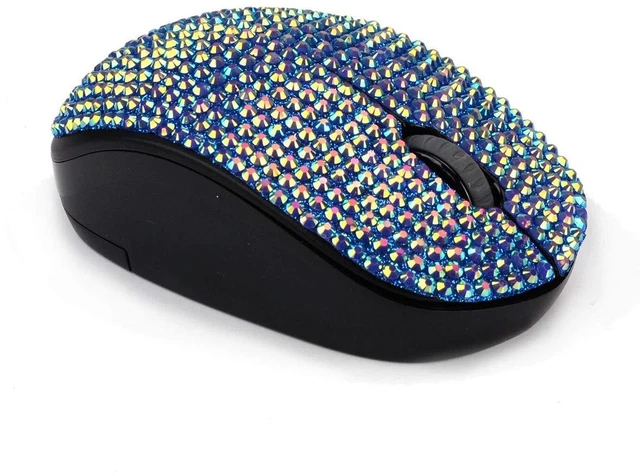 Alt view image 2 of 4 - Bling Dazzling 2.4GHz Wireless Silent Mouse Covered with Rhinestone Crystal, Crystallized Mouse with USB Receiver, Compatible with Notebook, PC, Laptop, Computer, MacBook,Great Gift (Blue)