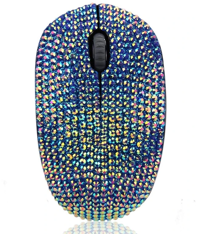 Main image of Bling Dazzling 2.4GHz Wireless Silent Mouse Covered with Rhinestone Crystal, Crystallized Mouse with USB Receiver, Compatible with Notebook, PC, Laptop, Computer, MacBook,Great Gift (Blue)