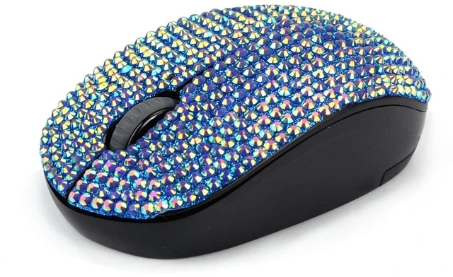 Alt view image 3 of 4 - Bling Dazzling 2.4GHz Wireless Silent Mouse Covered with Rhinestone Crystal, Crystallized Mouse with USB Receiver, Compatible with Notebook, PC, Laptop, Computer, MacBook,Great Gift (Blue)
