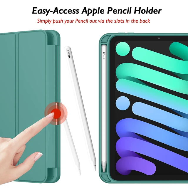 Alt view image 3 of 5 - iMieet iPad mini 7 Case 2024 (A17 Pro), iPad mini 6 Case (8.3-Inch,2021 Model), iPad mini 7th/6th Generation Case with Pencil Holder, Trifold Stand Smart Case with Soft TPU Back,Forest Green