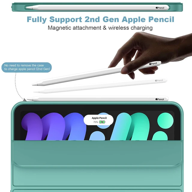 Alt view image 2 of 5 - iMieet iPad mini 7 Case 2024 (A17 Pro), iPad mini 6 Case (8.3-Inch,2021 Model), iPad mini 7th/6th Generation Case with Pencil Holder, Trifold Stand Smart Case with Soft TPU Back,Forest Green