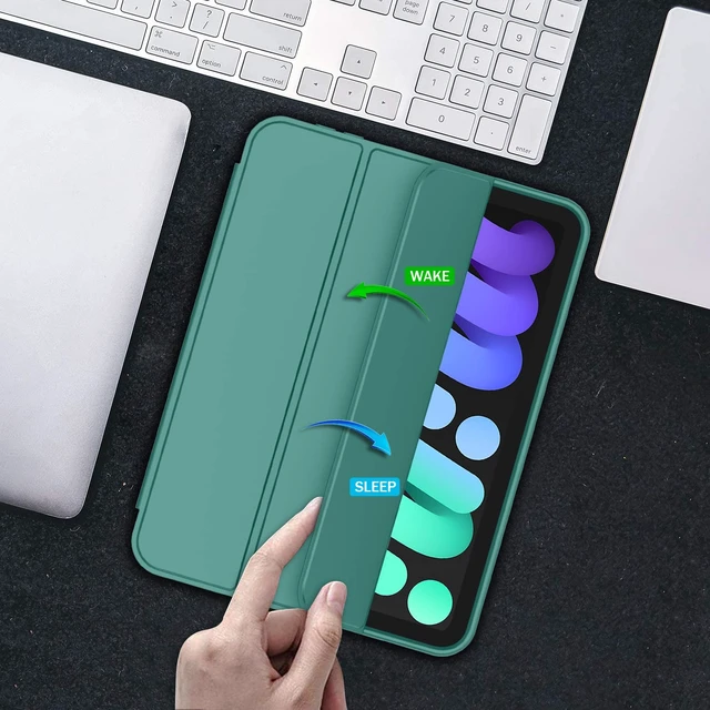 Alt view image 5 of 5 - iMieet iPad mini 7 Case 2024 (A17 Pro), iPad mini 6 Case (8.3-Inch,2021 Model), iPad mini 7th/6th Generation Case with Pencil Holder, Trifold Stand Smart Case with Soft TPU Back,Forest Green