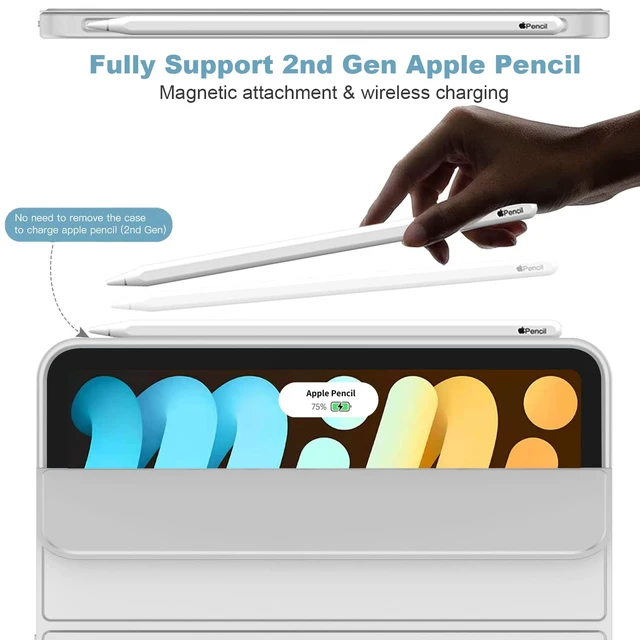 Alt view image 2 of 5 - iMieet iPad mini 7 Case 2024 (A17 Pro), iPad mini 6 Case (8.3-Inch,2021 Model), iPad mini 7th/6th Generation Case with Pencil Holder, Trifold Stand Smart Case with Soft TPU Back,Light Gray