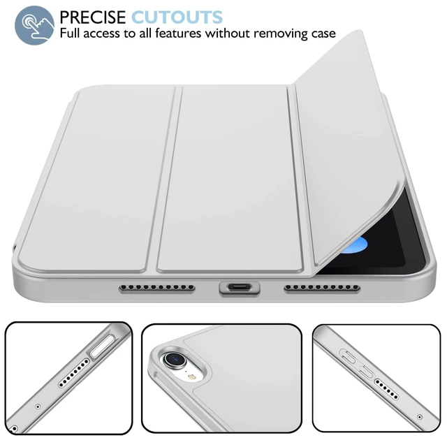 Alt view image 4 of 5 - iMieet iPad mini 7 Case 2024 (A17 Pro), iPad mini 6 Case (8.3-Inch,2021 Model), iPad mini 7th/6th Generation Case with Pencil Holder, Trifold Stand Smart Case with Soft TPU Back,Light Gray