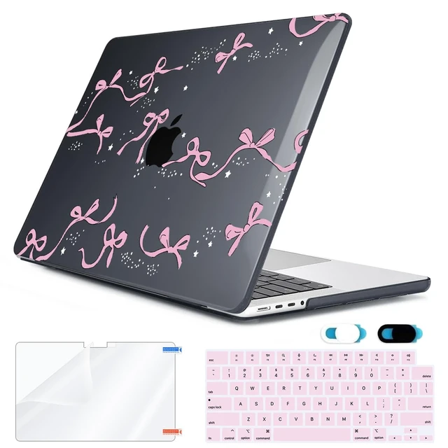 Main image of HOHAIYOO Compatible with MacBook Pro 14 inch Case 2026-2021 M5 M4 M3 M2 M1 A3426 A3427 A3434 A3112 A3185 A3401 A2918 A2992 A2779 A2442, Hard Shell with Keyboard Film&Screen Film&Webcam Cover, Bows-b