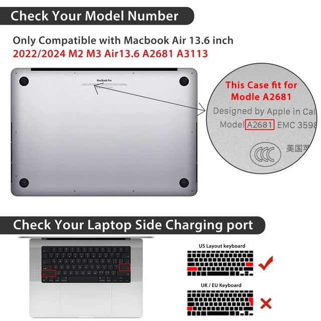 Alt view image 2 of 5 - HOHAIYOO Compatible with MacBook Air 13.6 inch Case 2026 2025 2024-2022 Release M5 A3449 M4 A3240 M3 A3113 M2 A2681 with Touch ID, Hard Shell Case&Keyboard Cover&Screen Film&Webcam Cover, Line Flower