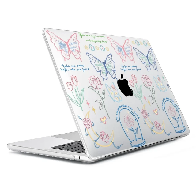 Alt view image 3 of 5 - HOHAIYOO Compatible with MacBook Air 13.6 inch Case 2026 2025 2024-2022 Release M5 A3449 M4 A3240 M3 A3113 M2 A2681 with Touch ID, Hard Shell Case&Keyboard Cover&Screen Film&Webcam Cover, Line Flower