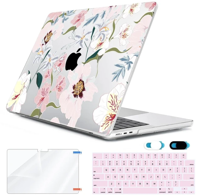 Main image of HOHAIYOO Compatible with MacBook Air 13.6 inch Case 2026 2025 2024-2022 Release M5 A3449 M4 A3240 M3 A3113 M2 A2681 with Touch ID, Hard Shell Case&Keyboard Cover&Screen Film&Webcam Cover, Pink Floral