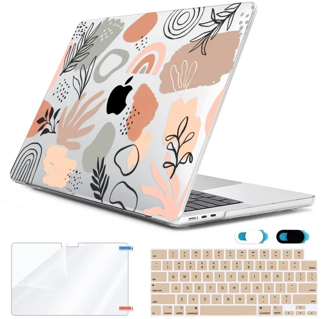 Main image of HOHAIYOO Compatible with 2026 2025 2024-2022 MacBook Air 13.6 inch Case M5 A3449 M4 A3240 M3 A3113 M2 A2681 with Touch ID, Plastic Hard Shell Case&Keyboard Film&Screen Film&Webcam Cover, Abstract Leaf