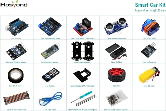 Alt view image 5 of 5 - Hosyond Smart Robot Car R3 Project Kit Compatible with Arduino IDE