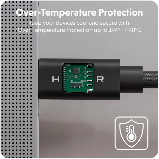 Alt view image 5 of 5 - HyperDrive Next USB4 Type-C Performance Charging Cable USB C Charging w/ 40Gbps Data Transfer, 240W Power Delivery, Fast Charge, 8K Video Support (4ft/1.2m - Black)