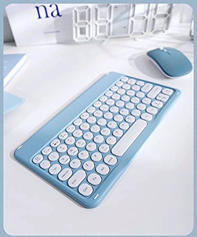 Alt view image 3 of 5 - PboyiqiS Keyboard Case for iPad Mini 6, Bluetooth Tablet Keyboard with Mouse, Removable Detachable Case, Pencil Holder, Sky Blue