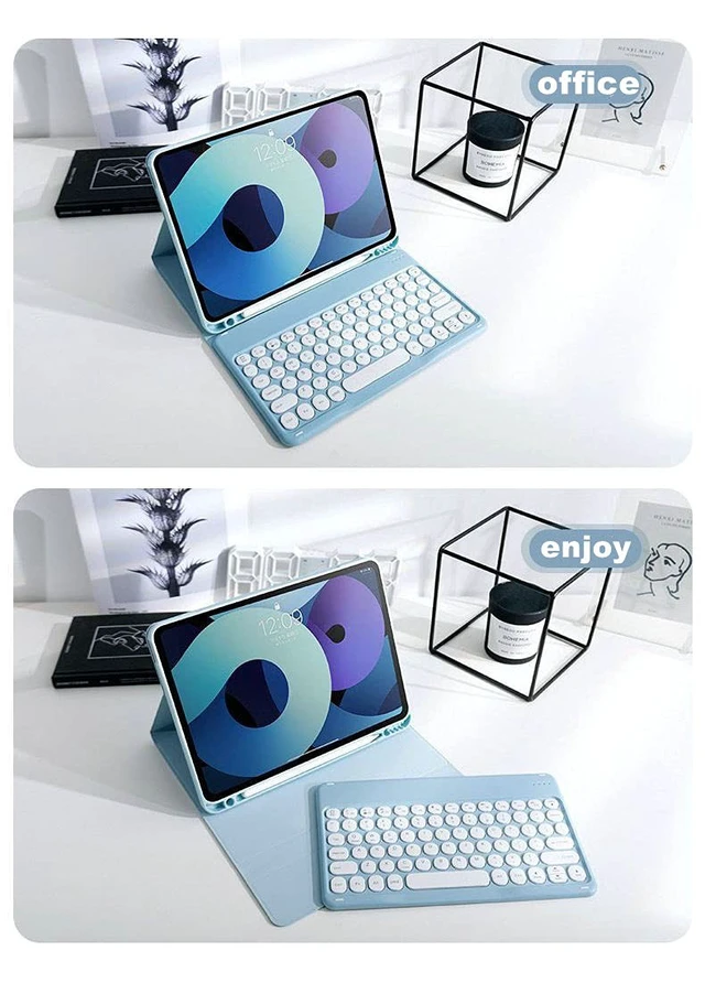 Alt view image 4 of 5 - PboyiqiS Keyboard Case for iPad Mini 6, Bluetooth Tablet Keyboard with Mouse, Removable Detachable Case, Pencil Holder, Sky Blue