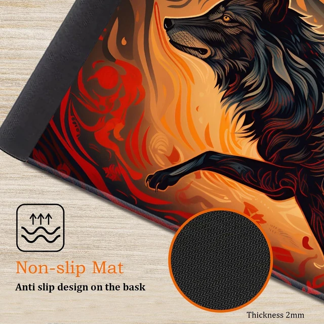 Alt view image 5 of 5 - Large Gaming Mouse Pad, Keyboard Wrist Rest Pad + Mouse Wrist Pad + Coaster 4 in 1 Set, Extended Waterproof Non-Slip Desk Mat, Suitable for Office Home Learning Games, Galloping Wolf