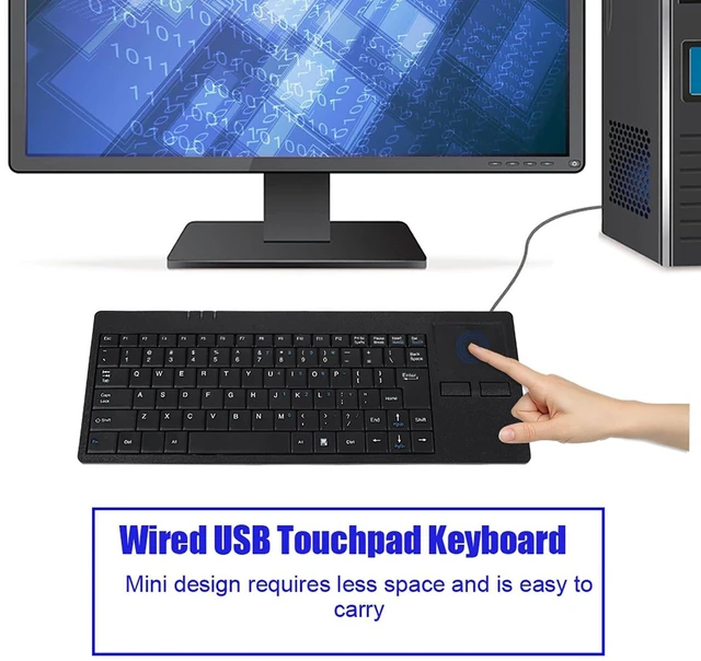 Alt view image 2 of 5 - Vvikizy USB Touchpad Keyboard - Mini Design with Stable USB HUB Port, 86-Key Wired Keyboard with Built-in Trackpad for Enhanced Stability and Connectivity