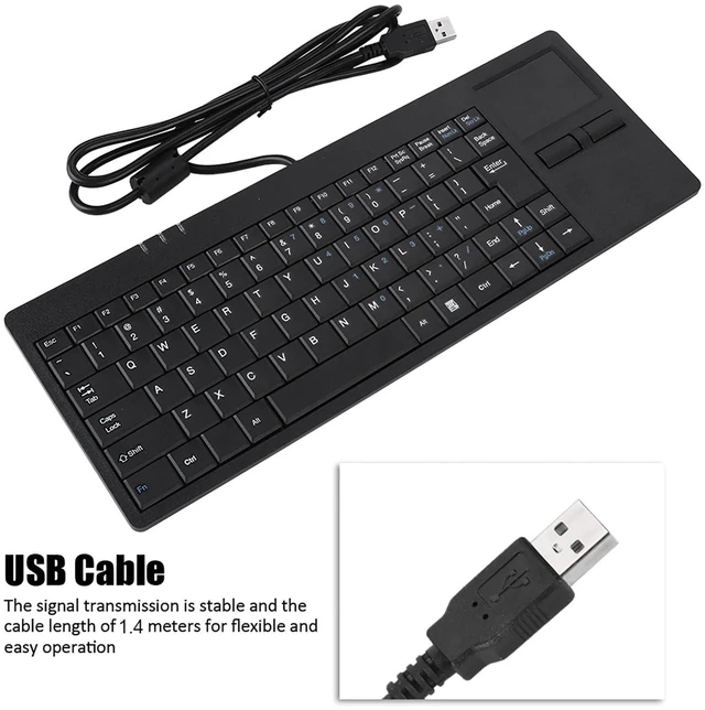 Alt view image 4 of 5 - Vvikizy USB Touchpad Keyboard - Mini Design with Stable USB HUB Port, 86-Key Wired Keyboard with Built-in Trackpad for Enhanced Stability and Connectivity