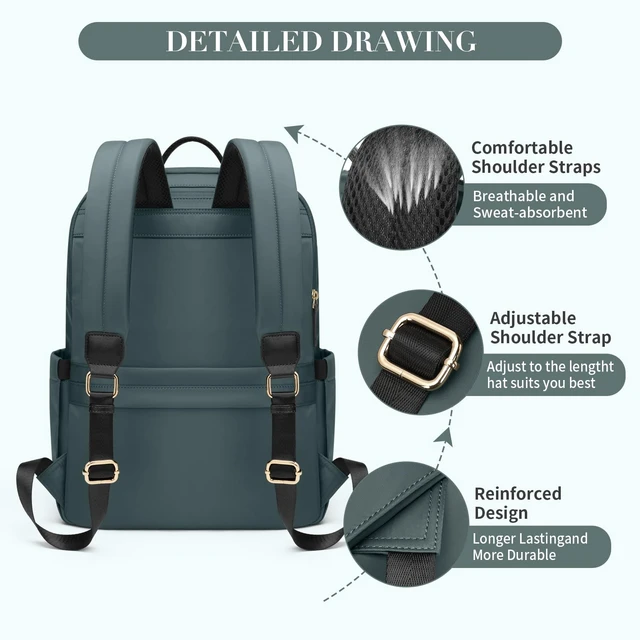 Alt view image 3 of 5 - GOLF SUPAGS Women Laptop Backpack Casual Daypack for Work Travel College Backpack Purse Fits 14 Inch Notebook (Atrovirens)