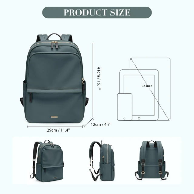 Alt view image 5 of 5 - GOLF SUPAGS Women Laptop Backpack Casual Daypack for Work Travel College Backpack Purse Fits 14 Inch Notebook (Atrovirens)