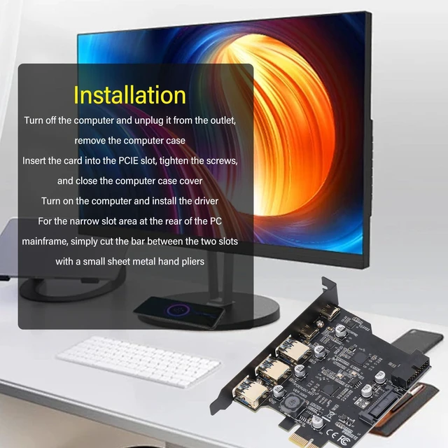 Alt view image 5 of 5 - Gugxiom PCIe to USB 3.2 Gen 1 Card with 20 Gbps Bandwidth, 3 USB Type A and 2 Type C Ports, PCIe Expansion USB Card for Desktop PC