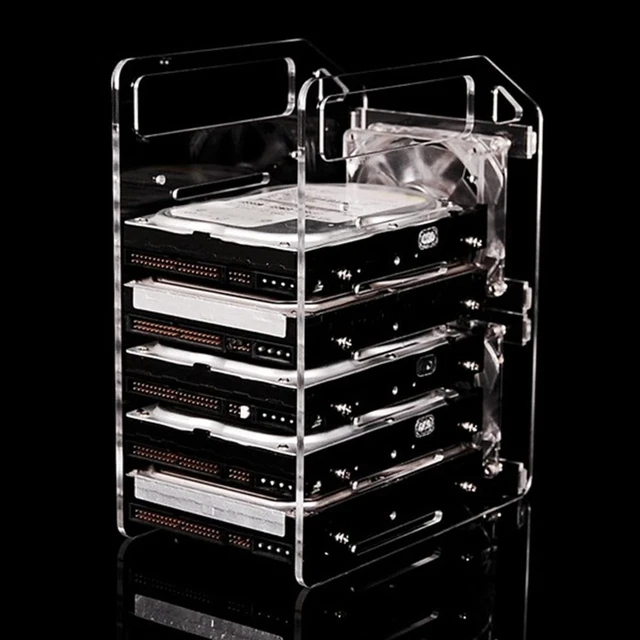 Alt view image 5 of 5 - 3.5in Hard Drive Bracket, Desktop Transparent Acrylic Hard Drive Bracket, DIY 3.5in Hard Disk Shelf HDD Cage (6 Layers)