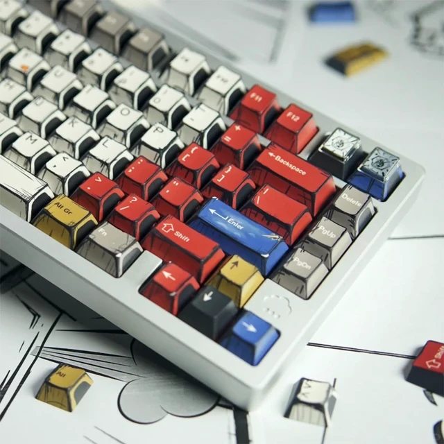 Alt view image 5 of 5 - Hunfuthr Retro Manga PBT Keycaps, Japanese Anime Keycaps Set, 141 Keys Custom Cherry Profile Key Caps, Cool Gaming Keyboard Caps for Cherry Gateron MX Switches 60% 65% 75% 100% Mechanical Keyboard
