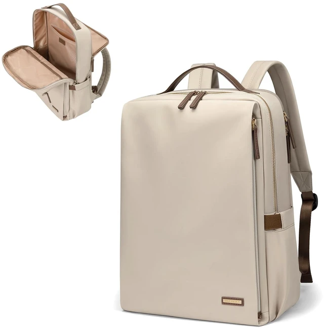 Main image of GOLF SUPAGS Stylish Laptop Backpack for Women Airline Approved Perfect for Work College and Travel Multi-Functional Casual Daypack Fits 15.6 Inch Notebook (Apricot)