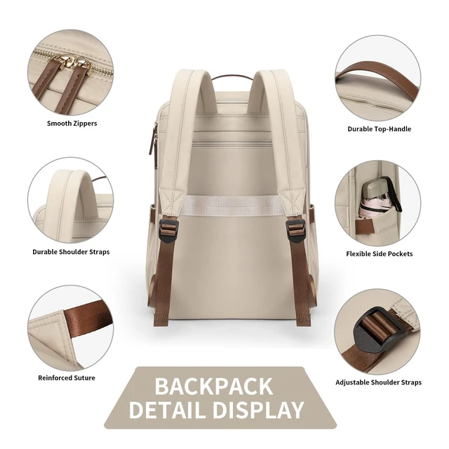 Alt view image 3 of 5 - GOLF SUPAGS Stylish Laptop Backpack for Women Airline Approved Perfect for Work College and Travel Multi-Functional Casual Daypack Fits 15.6 Inch Notebook (Apricot)