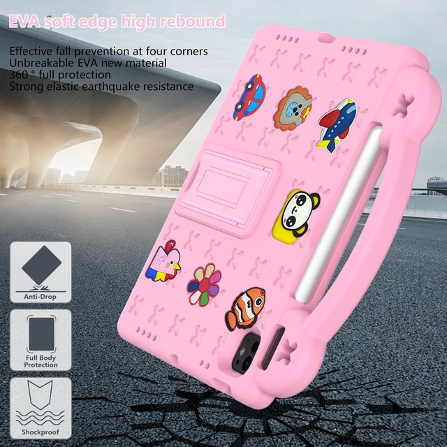 Alt view image 4 of 5 - UUcovers for Apple iPad Pro 11 Inch Kids Case (M5/M4) 2025/2024 with Pencil Holder/Kickstand/Handle Stand Slim Lightweight Cute DIY Soft EVA Shockproof Rugged Silicone Girls Boys Cover, Pink Bear