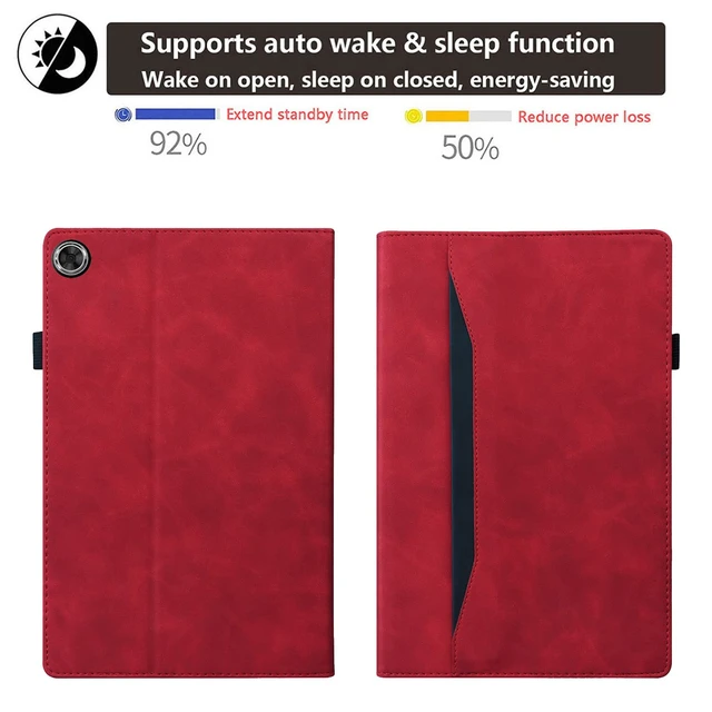 Alt view image 5 of 5 - UUcovers Case for Fire HD 8 Tablet (8th/7th/6th Generation, 2018/2017/2016 Release), Smart Business PU Leather Stand Folio Cover with Pencil Card Holder & Elastic Band & Auto Wake/Sleep, Red