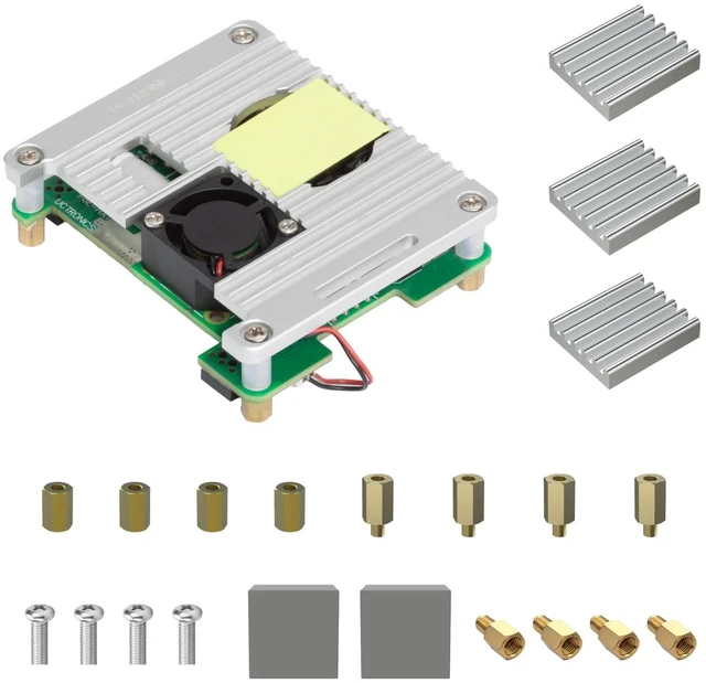Main image of UCTRONICS PoE Hat for Raspberry Pi 5, Power Over Ethernet HAT for Raspberry Pi 4B/3B+, Support 802.3af PoE Network Standard with Heatsinks and Onboard Cooling Fan