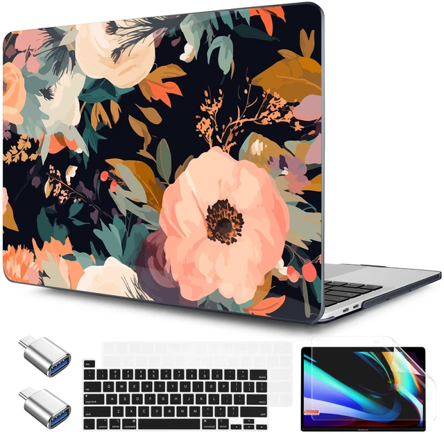Main image of TWOLSKOO Compatible with MacBook Pro 13 inch Case 2023-2016 A2338 M2/M1 A2251 A2289 A2159 A1989 A1706, Plastic Hard Shell Cover & Keyboard Skin & Screen Protector, Bright Abstract Flowers