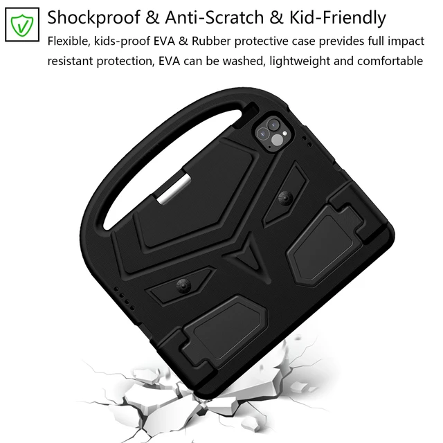 Alt view image 4 of 5 - UUcovers Kids Case for Apple iPad Air 11 inch M3/M2 & iPad Pro 11 inch M5/M4 (2025/2024) with Pencil Holder/Handle/Kickstand Lightweight Soft EVA Foam Shockproof Stand Tablet Cover, Black Bird