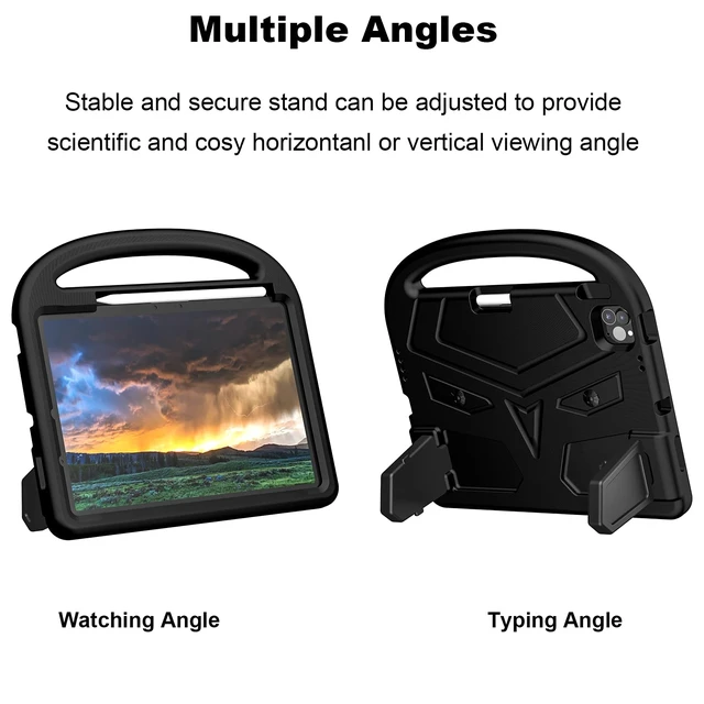 Alt view image 5 of 5 - UUcovers Kids Case for Apple iPad Air 11 inch M3/M2 & iPad Pro 11 inch M5/M4 (2025/2024) with Pencil Holder/Handle/Kickstand Lightweight Soft EVA Foam Shockproof Stand Tablet Cover, Black Bird