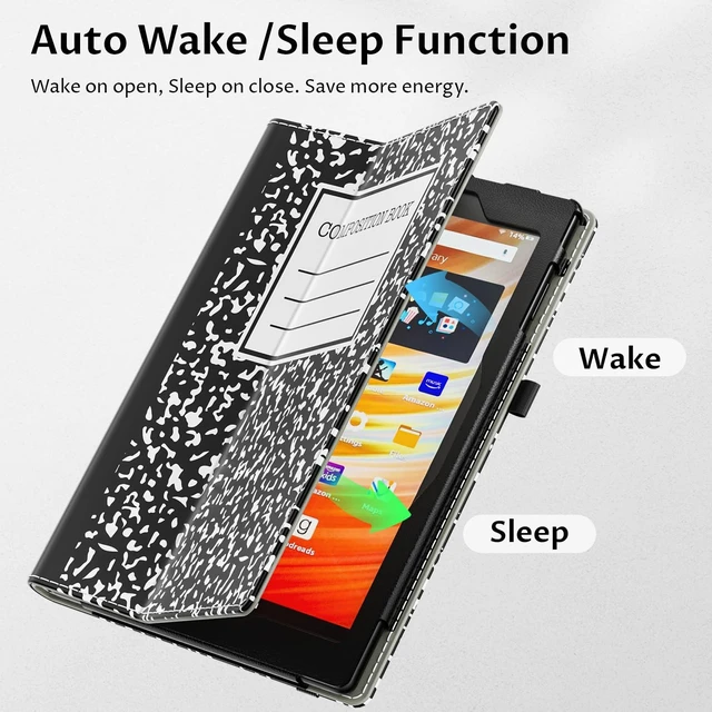 Alt view image 3 of 5 - VORI Case for All-New Kindle Fire HD 10 Tablet (13th/11th Generation 2023/2021 Release) and Fire HD 10 Plus - Slim Folding Stand Folio Cover with Auto Wake/Sleep & Hand Strap, Black Notebook