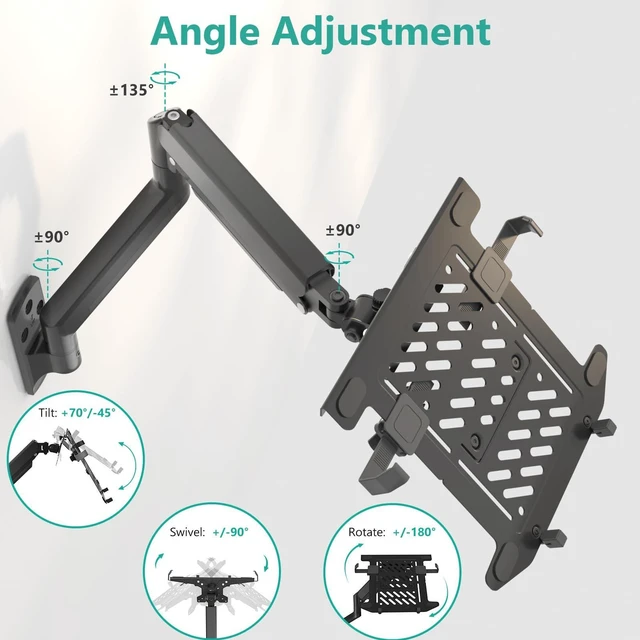 Alt view image 3 of 5 - WALI Laptop Wall Mount for 17" Notebook and Up to 32" Screen