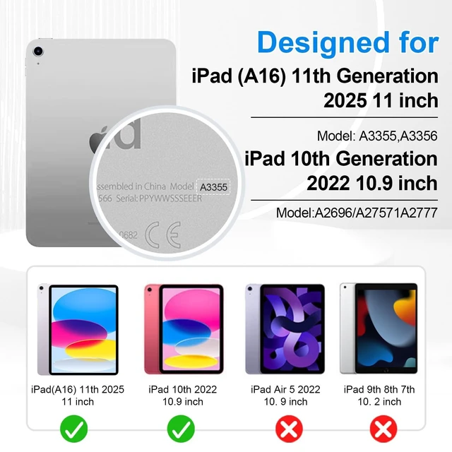 Alt view image 2 of 5 - VODEFOX Case for iPad 11th Generation 11 Inch 2025 A16, iPad 10th Generation 10.9 inch 2022, Slim Stand PU Leather Embossed Flowers Protective Cover - Purple