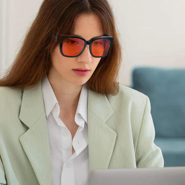 Alt view image 2 of 5 - Trysee Oversized Fit Over Blue Light for Women Men - Orange Lenses for Better Sleep & Reduce Eyestrain