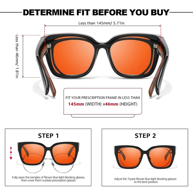 Alt view image 5 of 5 - Trysee Oversized Fit Over Blue Light for Women Men - Orange Lenses for Better Sleep & Reduce Eyestrain